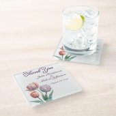 Pastel Tulp Wedding Suite Elegante Typografie Glazen Onderzetter (Schuin)