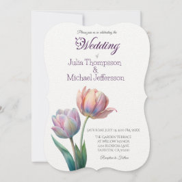 Pastel Tulp Wedding Suite Elegante Typografie Kaart