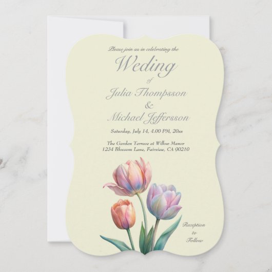 Pastel Tulp Wedding Suite Elegante Typografie Kaart (Voorkant)