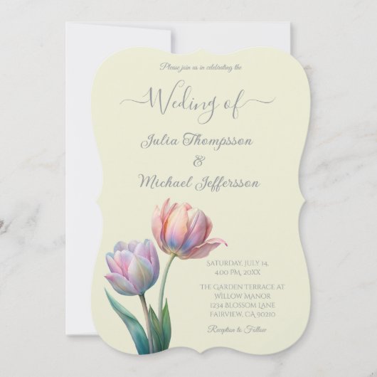 Pastel Tulp Wedding Suite Elegante Typografie Kaart (Voorkant)
