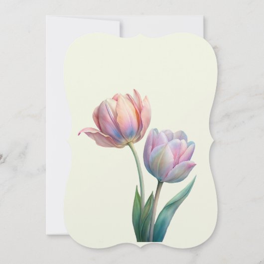 Pastel Tulp Wedding Suite Elegante Typografie Kaart (Achterkant)