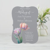 Pastel Tulp Wedding Suite Elegante Typografie Kaart (Staand voorkant)