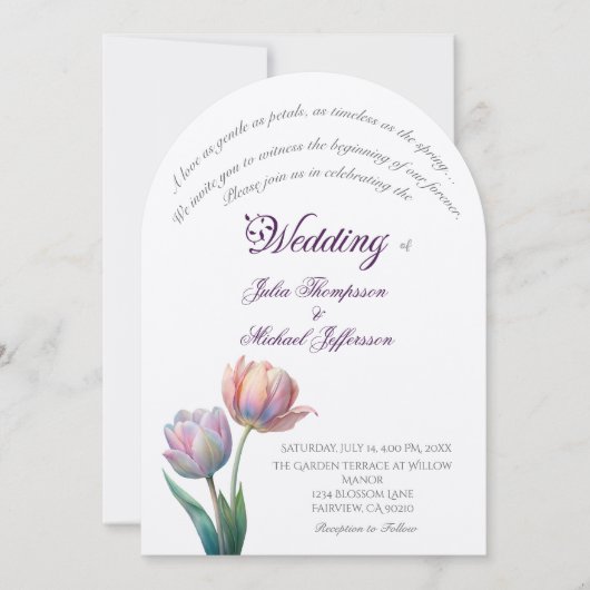 Pastel Tulp Wedding Suite Elegante Typografie Kaart (Voorkant)