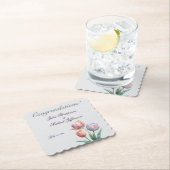 Pastel Tulp Wedding Suite Elegante Typografie Kartonnen Onderzetters (Insitu)