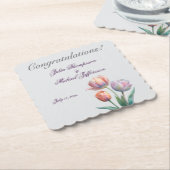 Pastel Tulp Wedding Suite Elegante Typografie Kartonnen Onderzetters (Gebogen)