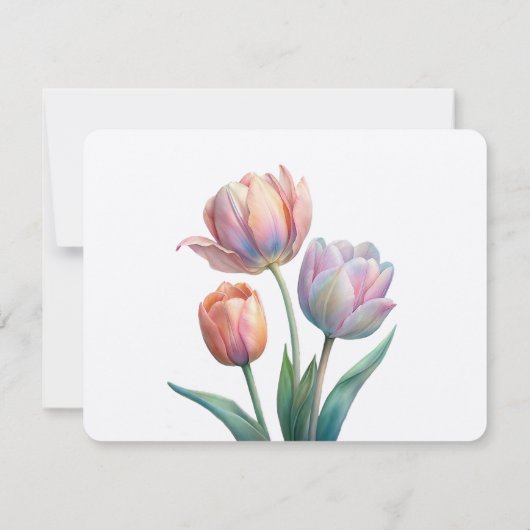 Pastel Tulp Wedding Suite Elegante Typografie RSVP Kaartje (Achterkant)