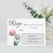 Pastel Tulp Wedding Suite Elegante Typografie RSVP Kaartje (Staand voorkant)