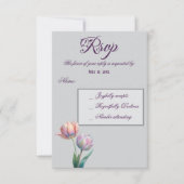 Pastel Tulp Wedding Suite Elegante Typografie RSVP Kaartje (Voorkant)