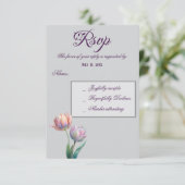Pastel Tulp Wedding Suite Elegante Typografie RSVP Kaartje (Staand voorkant)