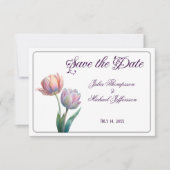 Pastel Tulp Wedding Suite Elegante Typografie Save The Date (Voorkant)