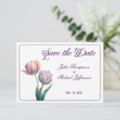Pastel Tulp Wedding Suite Elegante Typografie Save The Date (Staand voorkant)