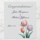 Pastel Tulp Wedding Suite Elegante Typografie Wijn Etiket (Enkel label)