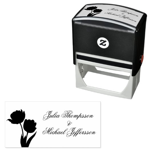 Pastel Tulp Wedding Suite Elegante Typografie Zelfinktende Stempel (In situ)