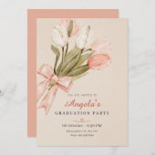 Pastel tulpen bloemen afstuderen kaart (Voorkant / Achterkant)