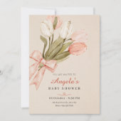 Pastel tulpen bloemen baby shower kaart (Voorkant)