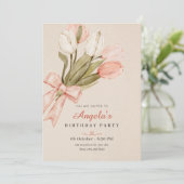 Pastel tulpen bloemen verjaardag kaart (Staand voorkant)