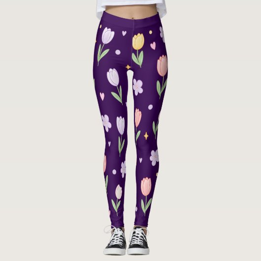 Pastel tulpen leggings (Voorkant)