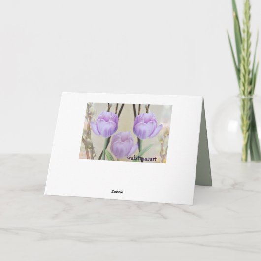 Pastel tulpen met aangepaste tekst verjaardag kaart (Achterkant)