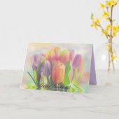 Pastel tulpen met aangepaste tekst verjaardag kaart (Gele Bloem)