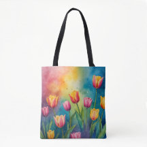 Pastel Tulpen waterverf Canvas tas