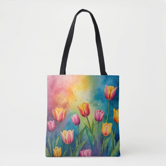 Pastel Tulpen waterverf Canvas tas (Voorkant)