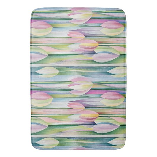 pastel Tulpenpatroon Badmat (Voorkant Verticaal)