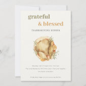 Pastel Turkey Meal Thanksgiving Dinner Invite Feestdagenkaart (Voorkant)