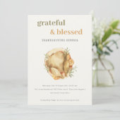 Pastel Turkey Meal Thanksgiving Dinner Invite Feestdagenkaart (Staand voorkant)