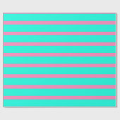 Pastel Turquoise Blauw-groene en roze strepen Cadeaupapier (Vlak)