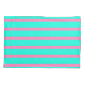 Pastel Turquoise Blauw-groene en roze strepen Kussensloop (Achterkant)