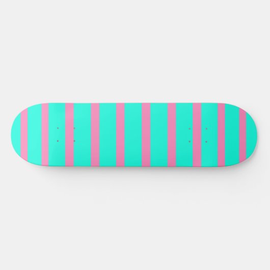 Pastel Turquoise Blauw-groene en roze strepen Persoonlijk Skateboard (Horizontaal)