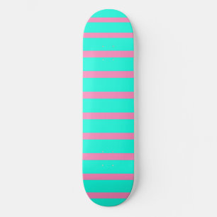 Pastel Turquoise Blauw-groene en roze strepen Persoonlijk Skateboard