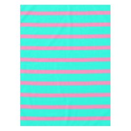 Pastel Turquoise Blauw-groene en roze strepen Tafelkleed