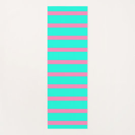 Pastel Turquoise Blauw-groene en roze strepen Yogamat