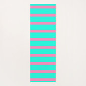 Pastel Turquoise Blauw-groene en roze strepen Yogamat (Achterkant)