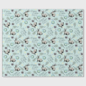 Pastel turquoise blauw Happy Easter Bunnies Cadeaupapier (Vlak)