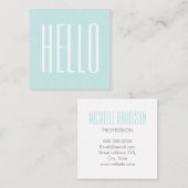 Pastel turquoise / blauw minimalistisch visitekaar vierkante visitekaartje (Voorkant / Achterkant)