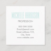 Pastel turquoise / blauw minimalistisch visitekaar vierkante visitekaartje (Achterkant)
