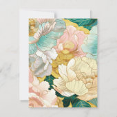 Pastel Turquoise Bloemen Persoonlijk briefpapier Notitiekaartje (Achterkant)