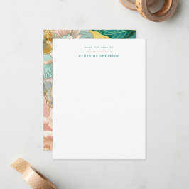 Pastel Turquoise Bloemen Persoonlijk briefpapier Notitiekaartje