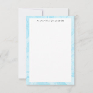 Pastel Turquoise Blue Marble Art gepersonaliseerd Notitiekaartje