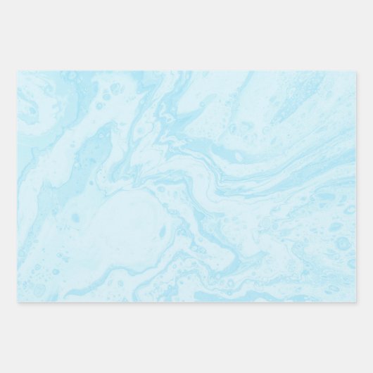 Pastel Turquoise Blue Marble Liquid Ink Patroon Inpakpapier Vel (Voorkant 2)