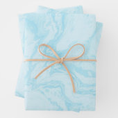 Pastel Turquoise Blue Marble Liquid Ink Patroon Inpakpapier Vel (In situ)