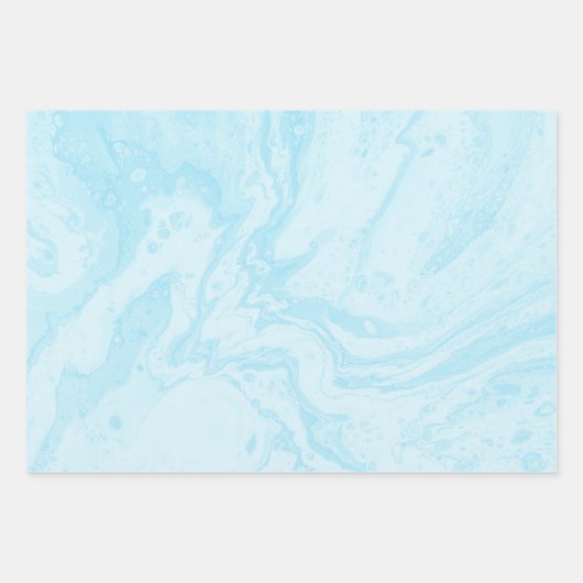 Pastel Turquoise Blue Marble Liquid Ink Patroon Inpakpapier Vel (Voorkant)