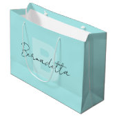 Pastel Turquoise | Elegant handgeschreven naamscri Groot Cadeauzakje (Voorkant Gekanteld)