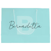 Pastel Turquoise | Elegant handgeschreven naamscri Groot Cadeauzakje (Achterkant)