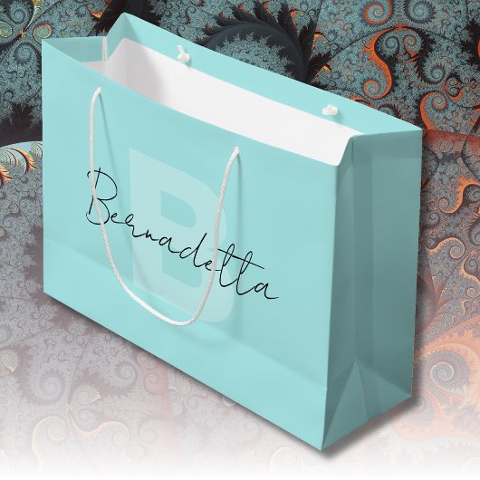 Pastel Turquoise | Elegant handgeschreven naamscri Groot Cadeauzakje