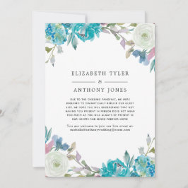 Pastel Turquoise Floral Reduced Guest List Aankondiging