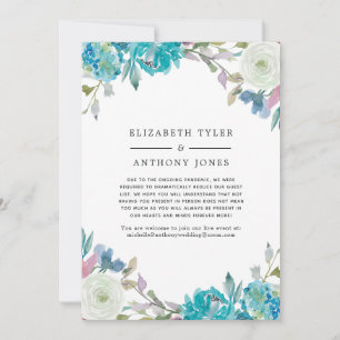 Pastel Turquoise Floral Reduced Guest List Aankondiging