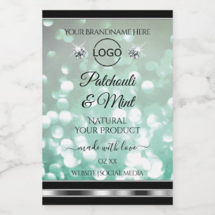 Pastel Turquoise Glitter Productlabels Diamanten L Voedselcontainer Etiket